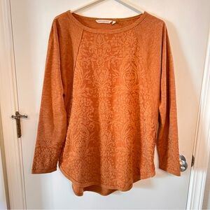 Soft Surroundings Women's Medium Burnt Orange Embossed Long Sleeved Tunic